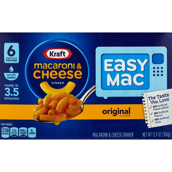 Kraft Easy Mac Microwaveable Snack Packets Original