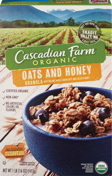 CASCADIAN FARMS ORGANIC OATS AND HONEY GRANOLA