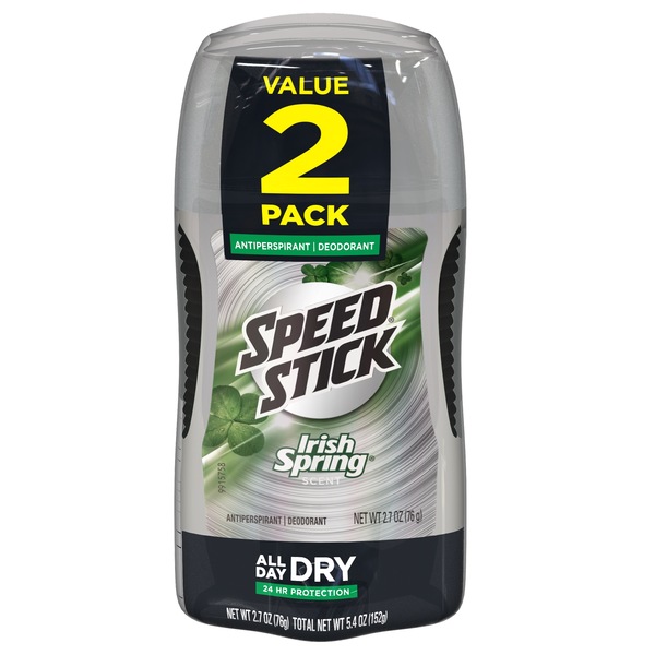 Speed Stick Irish Spring Antiperspirant Deodorant, Original, 2.7 OZ, Twin Pack