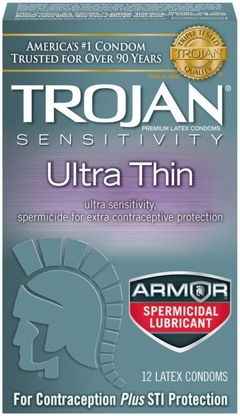 Trojan Ultra Thin Latex Condoms With Spermicidal Lubricant