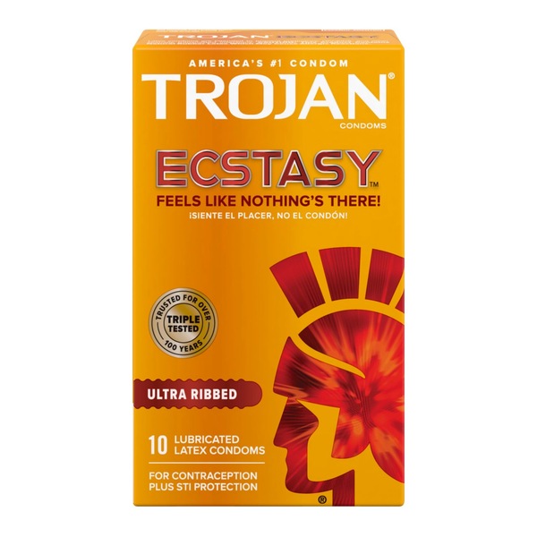 Trojan Ecstasy Ultra Ribbed Latex Condoms Lubricated