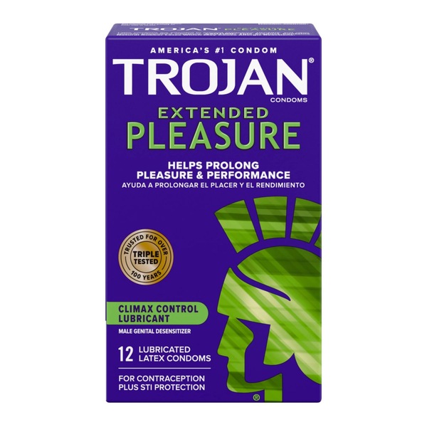 TROJAN PLEASURES EXTENDED CLIMAX CONTROL LUBE LATEX CONDOMS