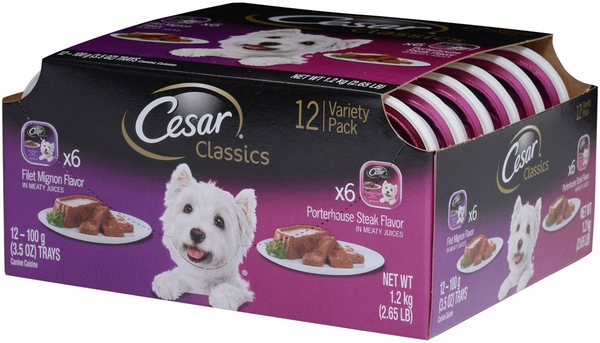 Cesar Canine Cuisine Variety Pack Filet Mignon & Porterhouse Steak Dog Food, 12 CT