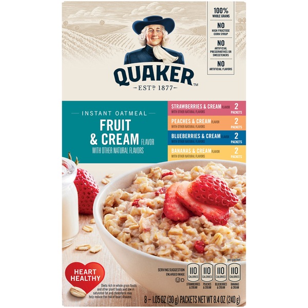 Quaker Instant Oatmeal Fruit&Cream Variety 10-Pk 0.98oz Pkts