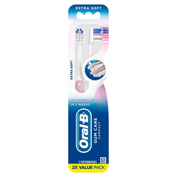 Oral-B Gum Care Compact Toothbrush, Extra Soft, 2 Count