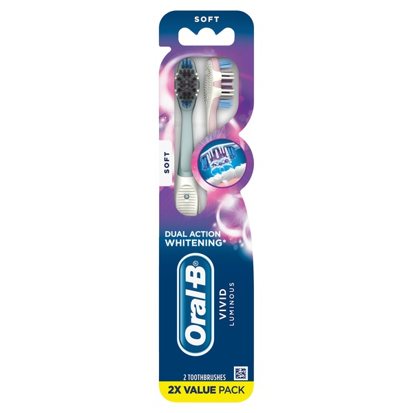 Oral-B Vivid Luminous Manual Toothbrushes, Soft, 2 count