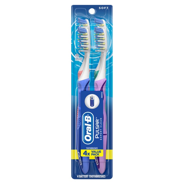 Oral-B Pulsar Expert Clean Battery Powered Toothbrush, Soft, 4 Count