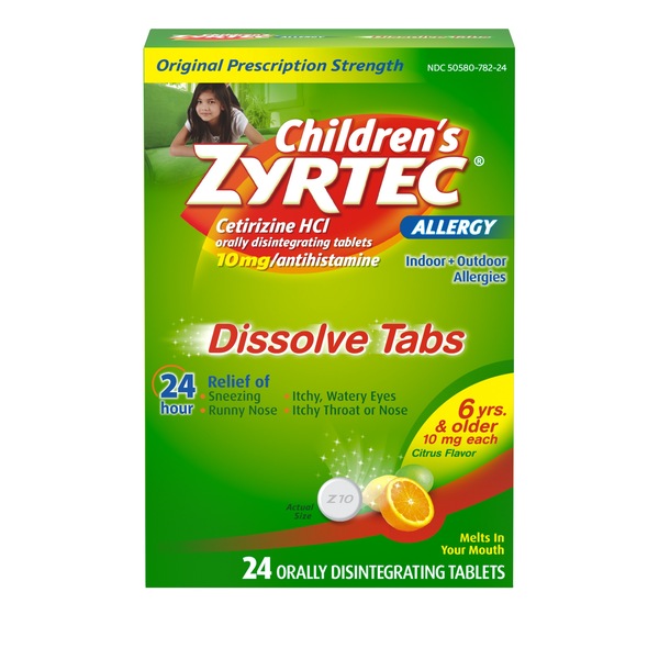 Zyrtec Allergy Relief Children Cetirizn10mg ODTab 24HrCitrus