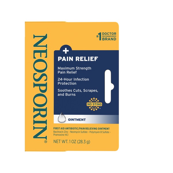 Clicking on the image opens a new modal with 1 larger images of Neosporin + Pain Relief Dual Action Topical Antibiotic Ointment, 1 OZ. Some images may not have descriptive text. 1 out of 1.