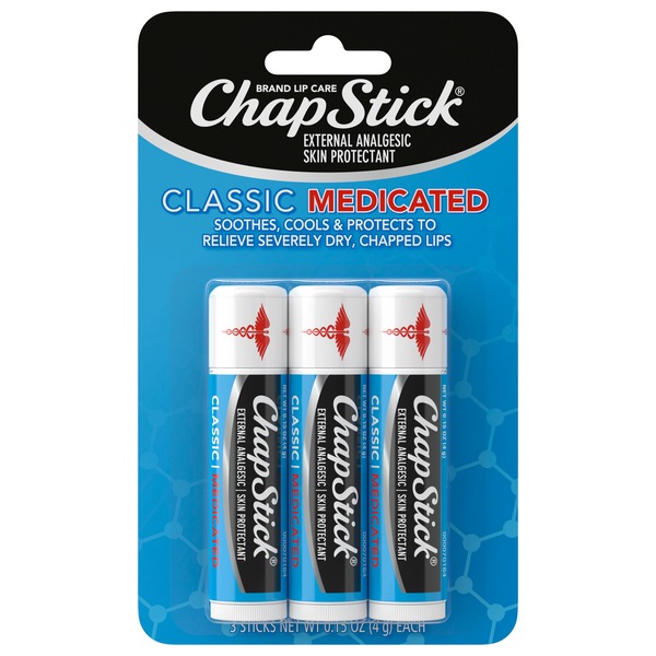 CHAPSTICK CLASSIC MEDICATED LIPBALM 3PK