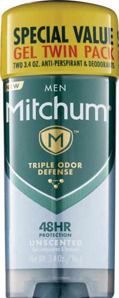 Mitchum Men's PowerGel Protection All Day Long Deodorant Unscented Twin Pack
