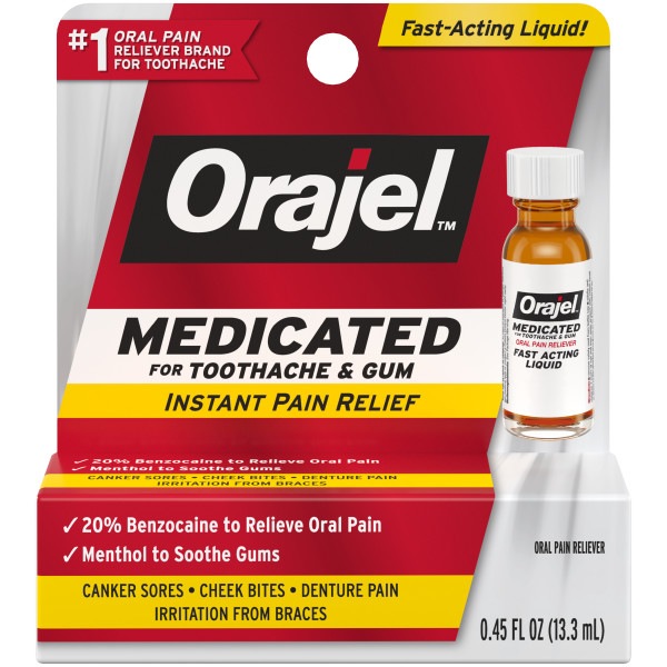 Orajel Medicated For Toothache & Gum Liquid, .45 OZ 