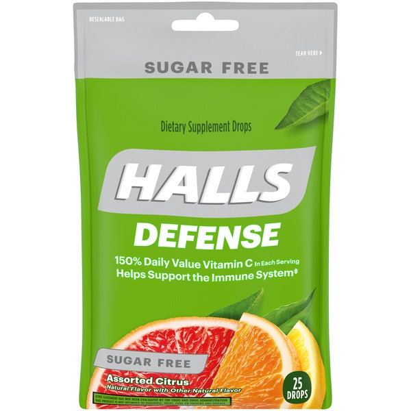 Clicking on the image opens a new modal with 1 larger images of HALLS Defense Sugar Free Vitamin C Drops. Some images may not have descriptive text. 1 out of 1.