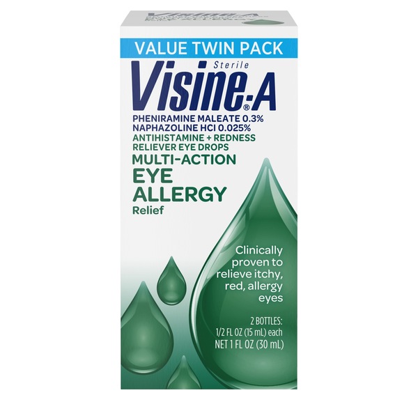 Visine-A Red Eye Allergy Relief Eye Drops, 0.5 fl. oz, Pack of 2