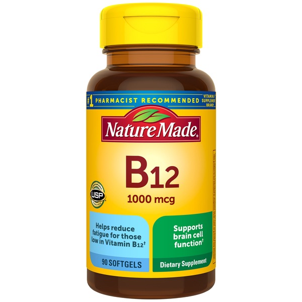 Clicking on the image opens a new modal with 1 larger images of Nature Made Vitamin B12 1000 mcg. Softgels, 90CT. Some images may not have descriptive text. 1 out of 1.