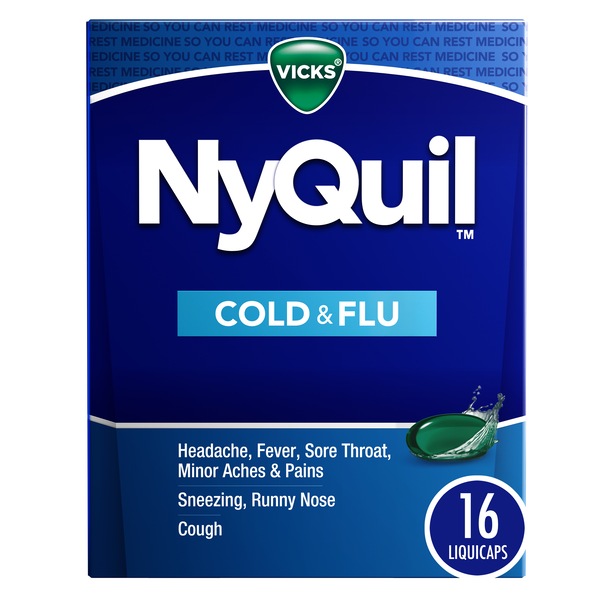 Vicks NyQuil Cold & Flu Nighttime Relief LiquiCaps 16 Count