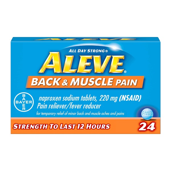 Aleve Back & Muscle Pain Tablets with Naproxen Sodium, 220mg (NSAID) Pain Reliever/Fever Reducer