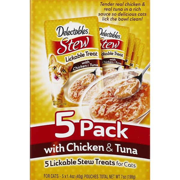 Delectables Lickables Treat Stew w/Chicken&Tuna 5 Packets