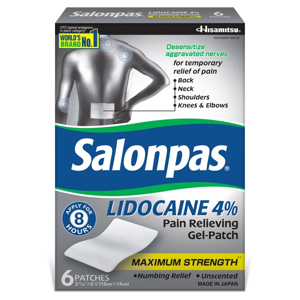 Salonpas Lidocaine Gel Patches, 6 CT