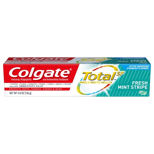 Colgate Total Toothpaste, Fresh Mint Stripe Gel, 4.8 OZ.