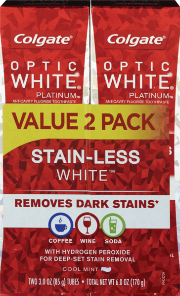 Colgate Optic White Renewal Enamel Strength Teeth Whitening Toothpaste - 3 ounce (2 Pack)