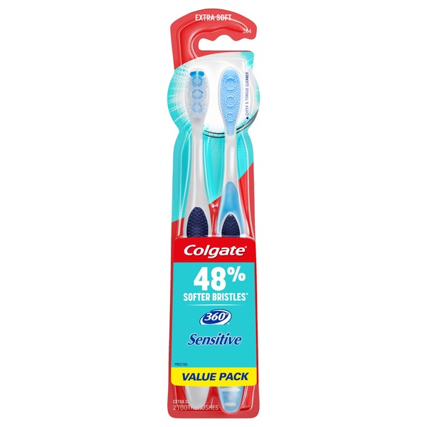 Colgate 360 Enamel Health Extra Soft Toothbrush for Sensitive Teeth - 2 CT