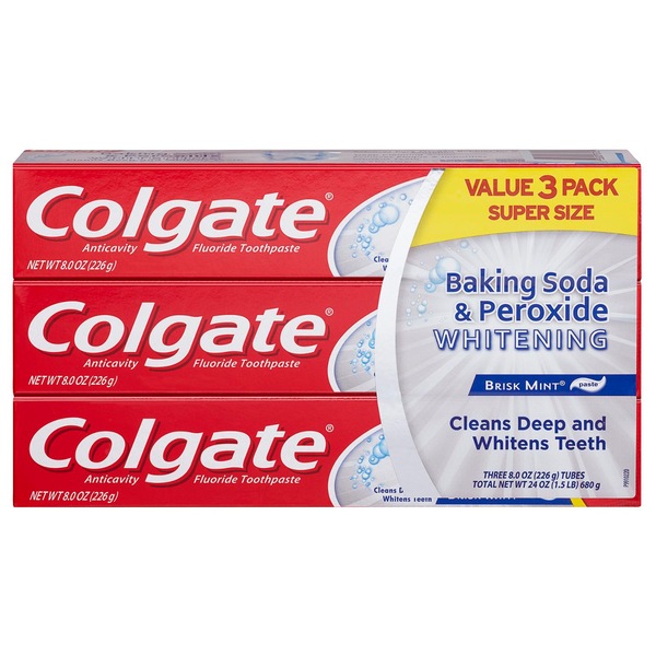 Colgate Baking Soda&Peroxide WHITENING Toothpaste BrMint 3Pk