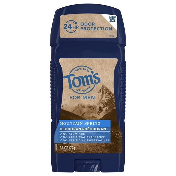 Tom's Of Maine Mens Mountain Spring Deodorant, 2.8 OZ