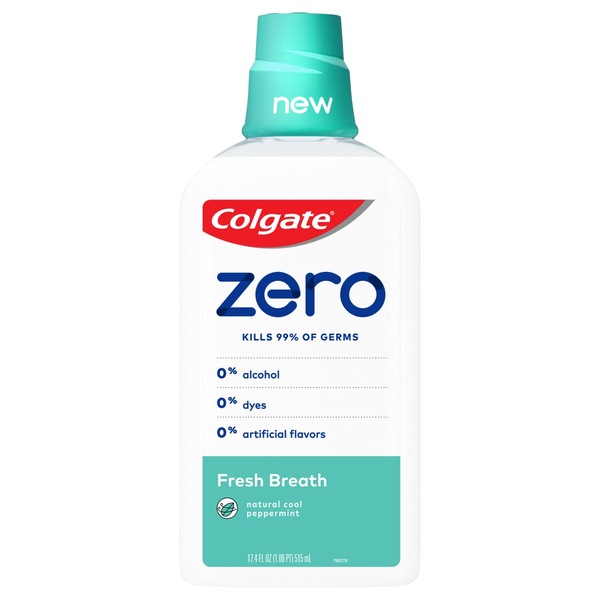 Colgate Zero Mouthwash Fresh Breath, Natural Cool Peppermint, 17.4 fl. oz.