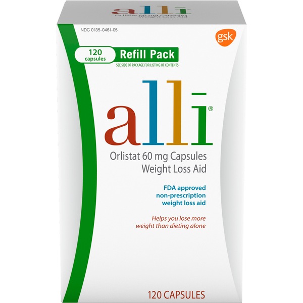 Alli Weight Loss Aid Orlistat 60mg Capsules Refill Pack