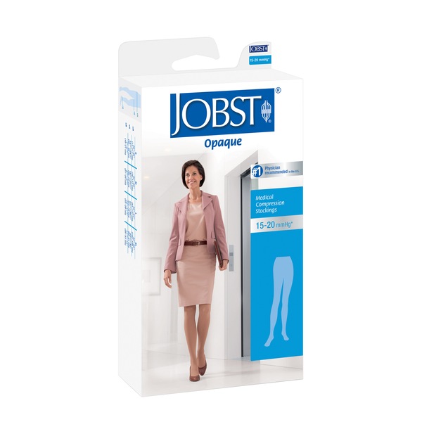 JOBST Opaque Waist High 15-20 mmHg Closed Toe Compression Pantyhose, Natural