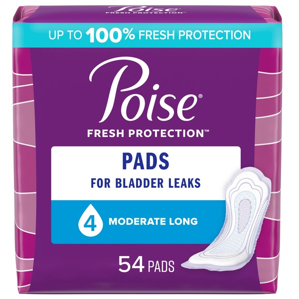 POISE PADS MODERATE ABSORBENCY LONG LENGTH