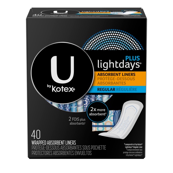 U by Kotex Curves Regular Pantiliners, Unscented, 40CT