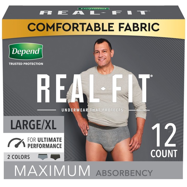 Depend Real Fit Incontinence Underwear for Men, Maximum Absorbency, S/M