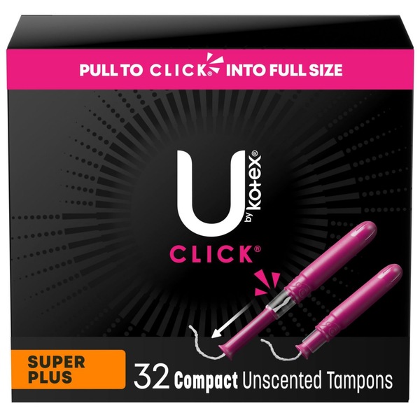 U by Kotex Click Compact Tampons, Super Plus Absorbency, Unscented