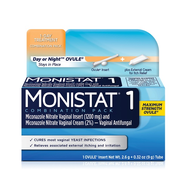 Monistat 1-Day Yeast Infection Treatment Ovule + External Itch Cream