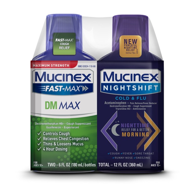 Mucinex Fast-Max DM & Mucinex Nightshift Cold & Flu Liquid (2x6)