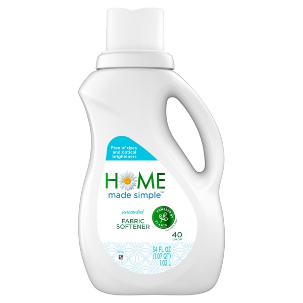 Home Made Simple Liquid Fabric Softener, Unscented, 34 OZ