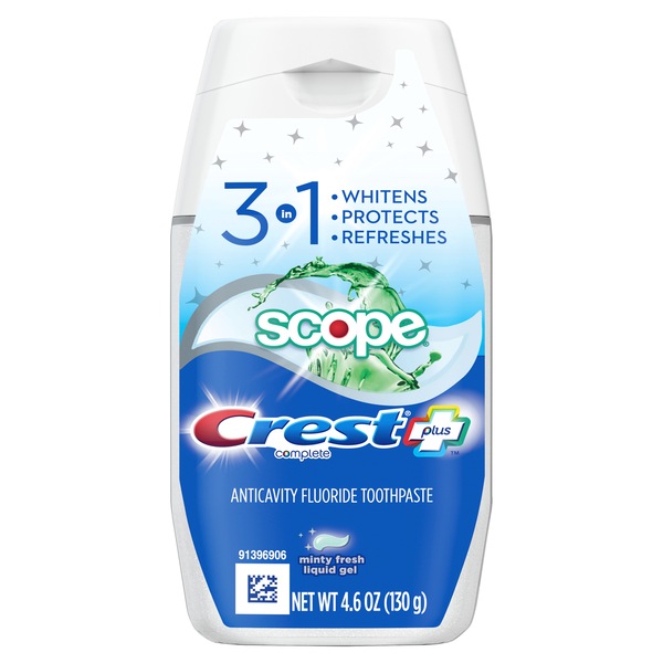 Crest Complete Multi-Benefit Whitening Minty Fresh Flavor Liquid Gel Toothpaste, 4.6 oz