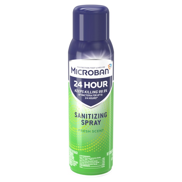 Microban 24 Hour Disinfectant Sanitizing Spray, Fresh Scent, 15 OZ