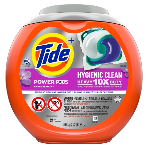 Tide Power Pods Laundry Detergent Pacs, Designed For Large Loads, Spring Meadow, 21 CT