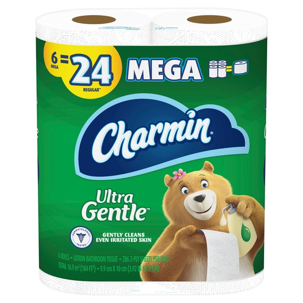 Charmin Ultra Gentle Bathroom Tissues, 6 Mega Rolls
