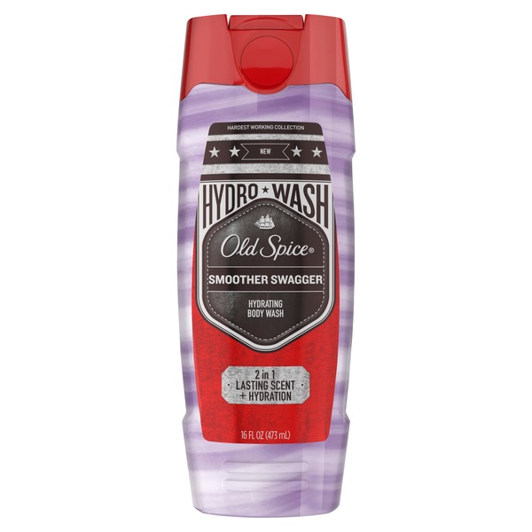 Clicking on the image opens a new modal with 1 larger images of Old Spice Hydro Wash Hydrating Body Wash, Smoother Swagger, 16 OZ. Some images may not have descriptive text. 1 out of 1.