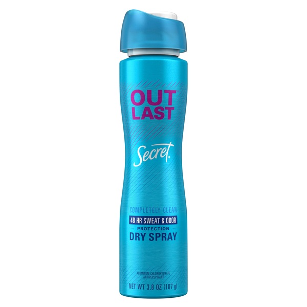 Secret Outlast Dry Spray Antiperspirant and Deodorant Completely Clean Scent, 3.8 oz