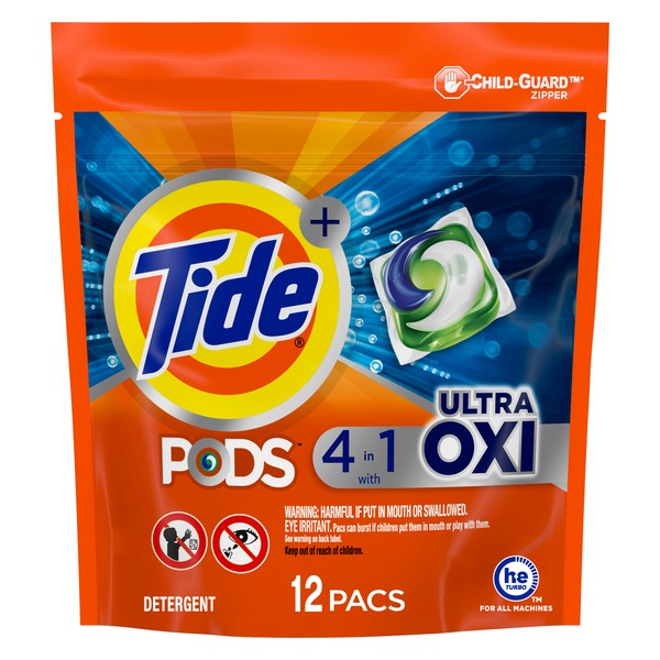 Tide PODS Ultra Oxi Liquid Laundry Detergent Pacs, 12 CT