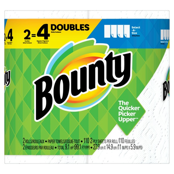 Bounty Select-A-Size Double Roll White Paper Towels, 2/Pack