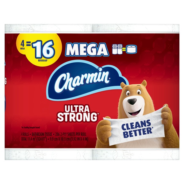 Charmin Mega Ultra Strong Toilet Paper 4 Rolls, 4/Pack