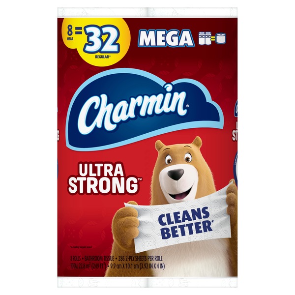 Charmin Mega Ultra Strong Toilet Paper 8 Rolls, 8/Pack