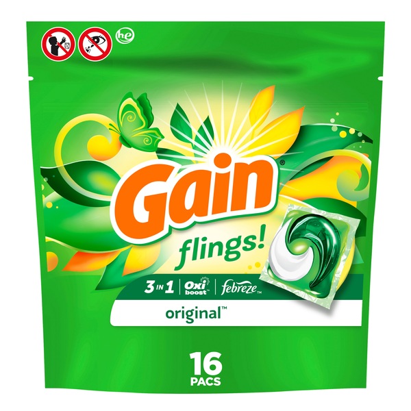 Gain Flings Pacs Capsules Original Laundry Detergent