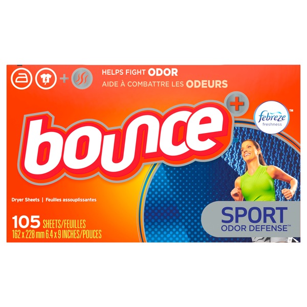 Bounce Fabric Softener Dryer Sheets with Febreze Freshness, Sport Odor Defense